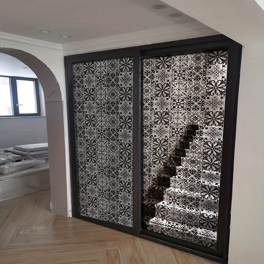 Retro Pattern Electrostatic Glass Window Film Decorative Window Sticker