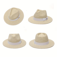 Wide Brim Paper Woven Sun Hat Adjustable Sweat Band