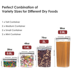 7pcs Plastic Airtight Food Containers With Lids 24 Labels 1 Marker