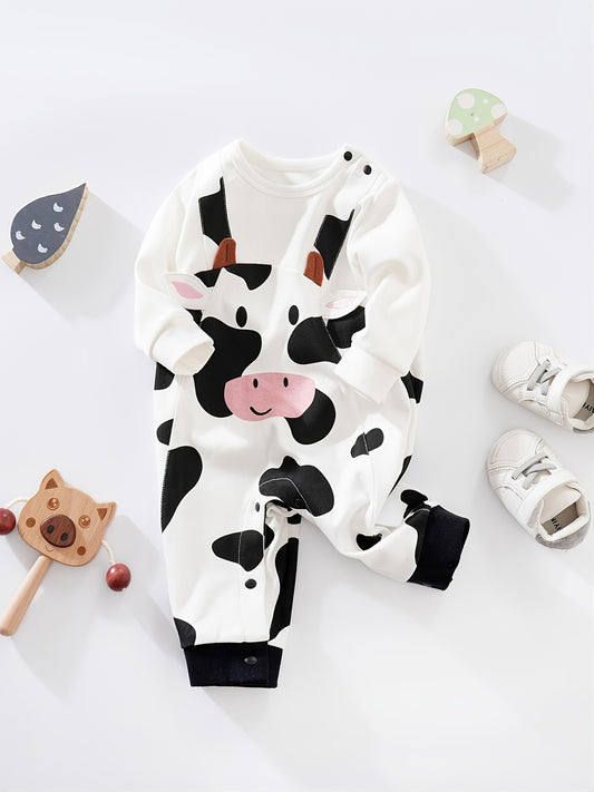 Toddler Cow Print Long Sleeve Jumpsuit for Winter