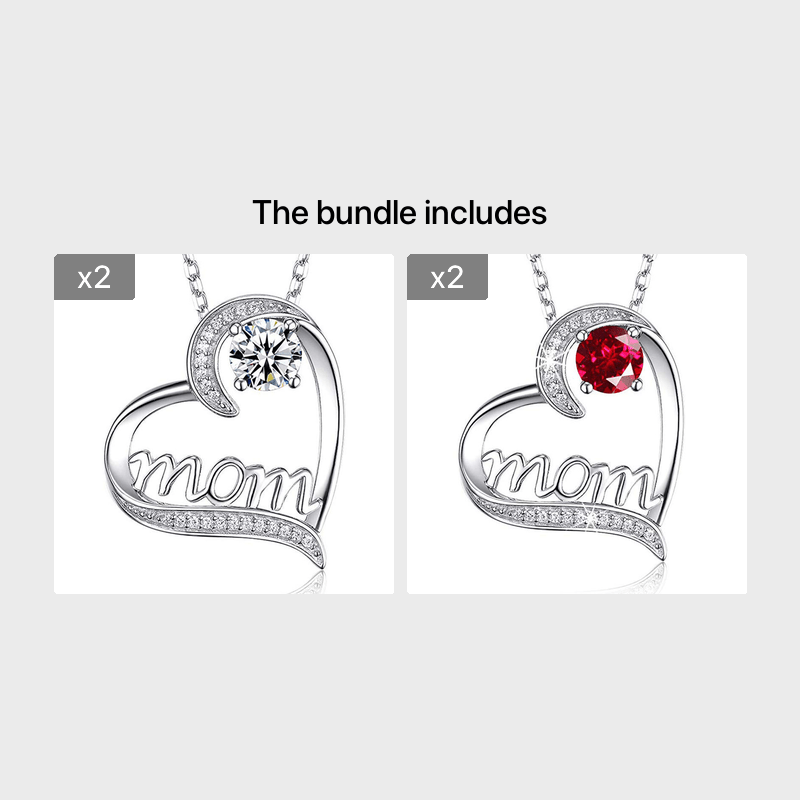 Heart Shape Rhinestone Mom Pendant Necklace Mother's Gift For Women