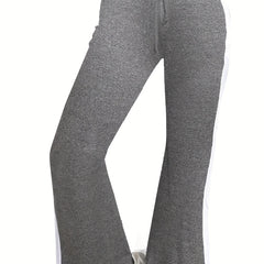 Women's Plus Colorblock High Rise Elastic Drawstring Flared Leg Trousers