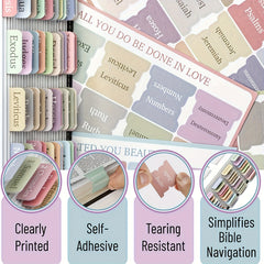 75 Bible Tabs & 6 Highlighters Set - Colorful Tabs for Women