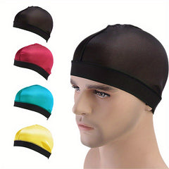 4pcs Silky Stocking Wave Caps Large Size Compression Stain Caps for Men