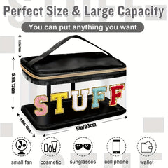 Chenille Letter Clear Makeup Bag Glitter Cosmetic Handbag