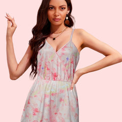 Tie Dye V-Neck Cami Romper Jumpsuit