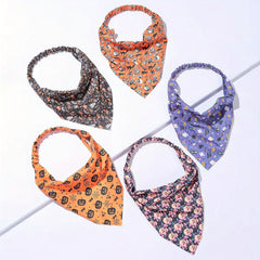 5pcs Halloween Headband Scarf Elastic Turban Skull Pumpkin Print