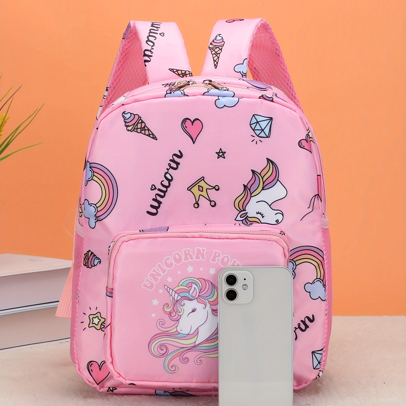 Kids Unicorn Rainbow Pattern Backpack & Crossbody Bag Set