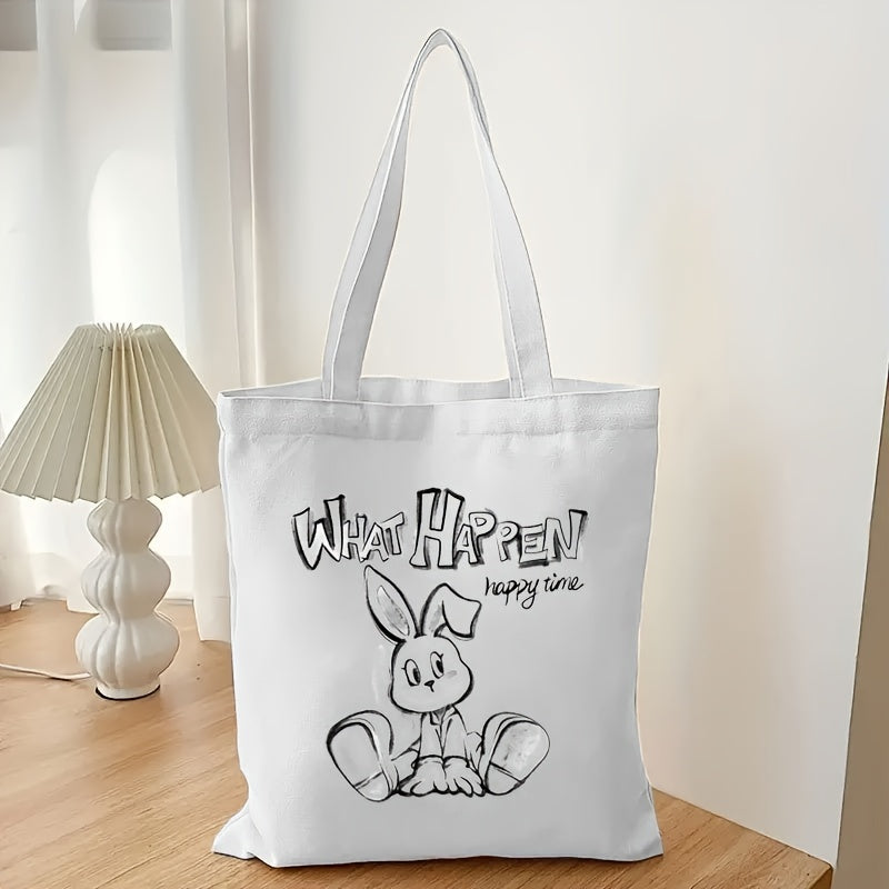Cartoon Bunny Zipper Tote Bag