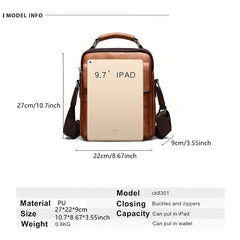 Men's Vertical Leather Shoulder Bag Cross Body Messenger Bag