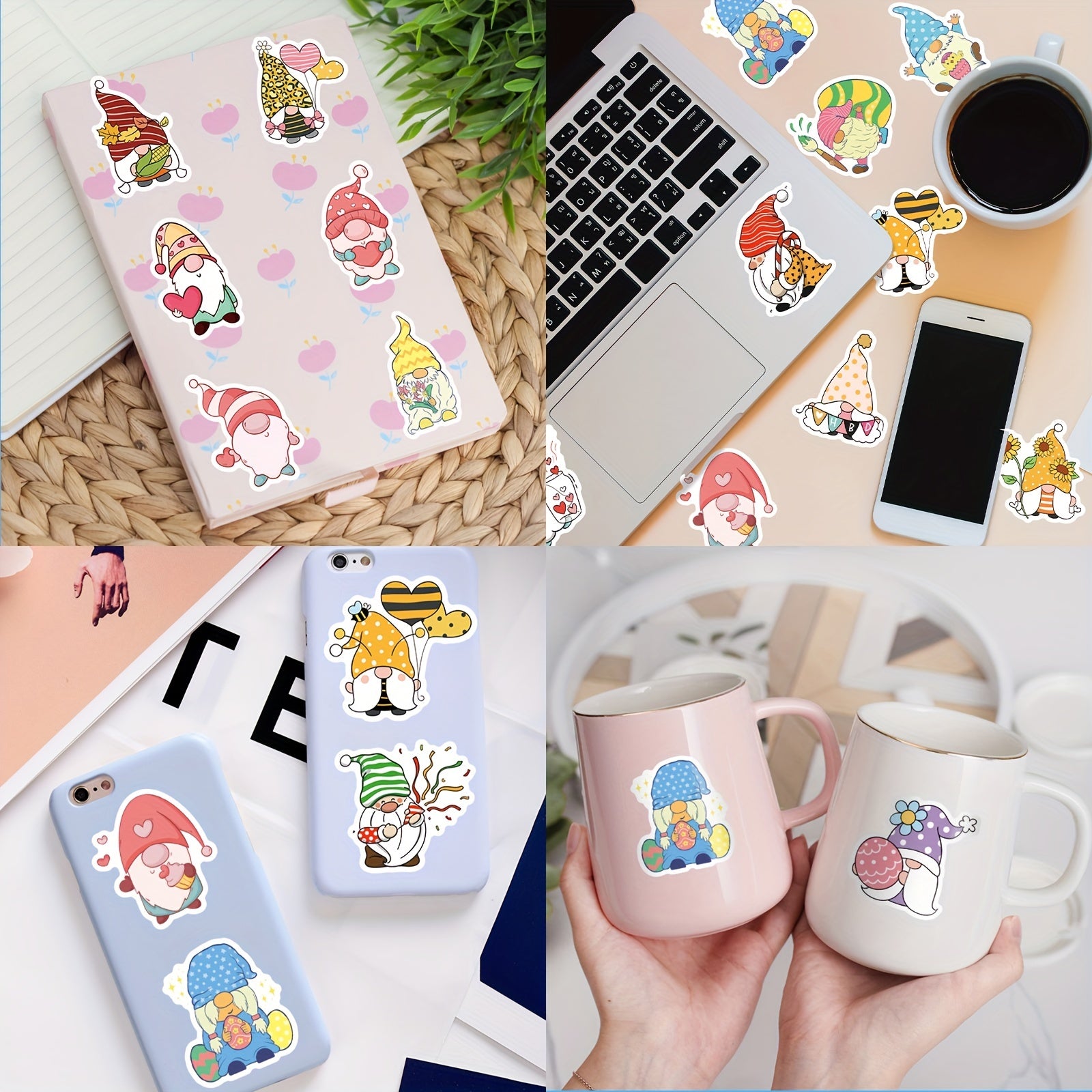 50pcs Gnome Stickers Vinyl Waterproof Decals for Water Bottle Laptop Phone