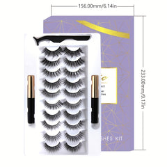 10 Pairs Magnetic False Eyelashes 3D Faux Mink Magnetic Lashes Set