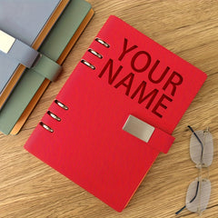 Personalized A5 Faux Leather Notebook Custom Embossed Name Glossy Finish