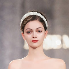 Romantic Pearl Bridal Headband Handcrafted Wedding Hair Accessory