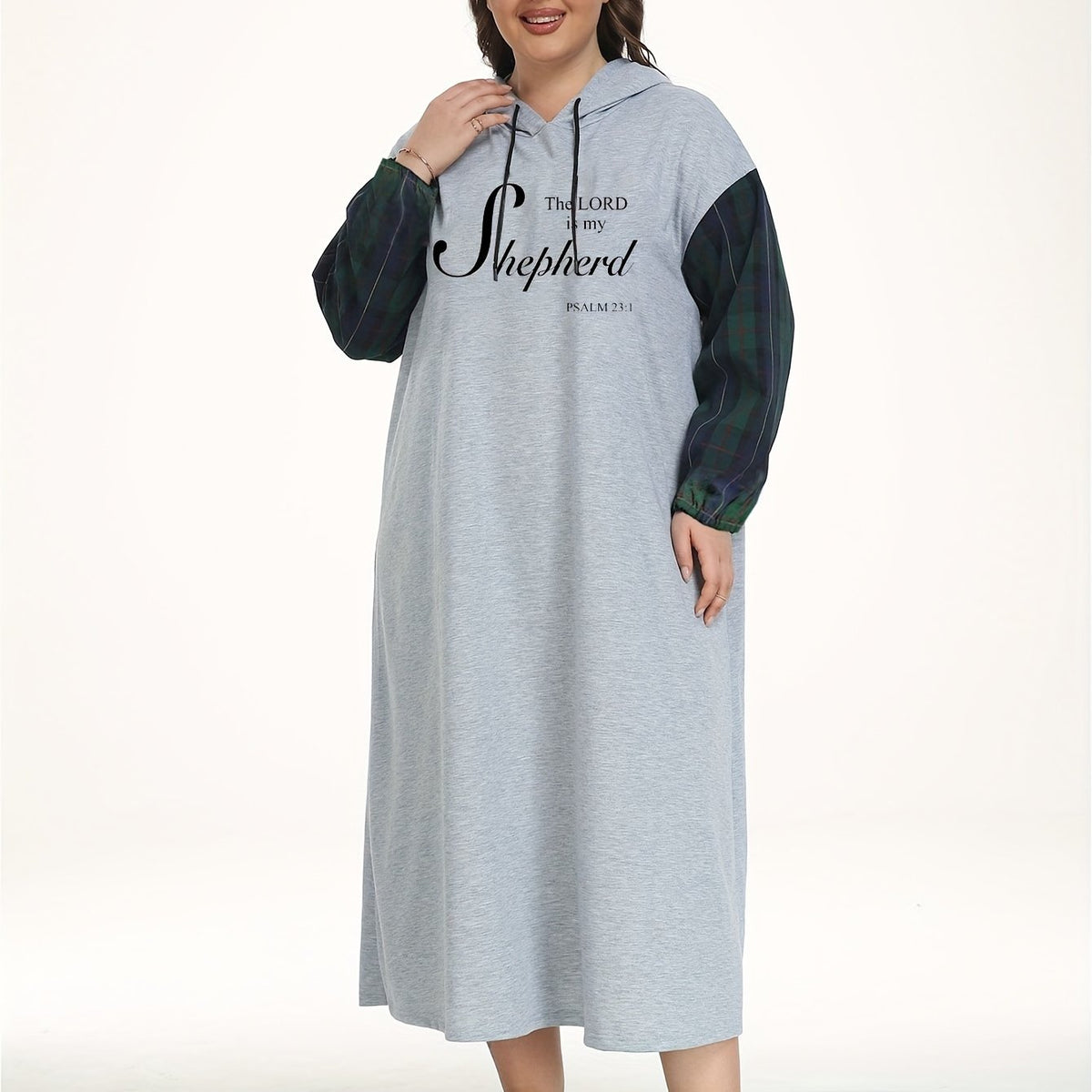 Women's Plus Slogan Print Hooded Nightdress