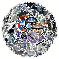 50pcs Fighter Plane Doodle Stickers Waterproof Vinyl Cartoon Stickers For Kids