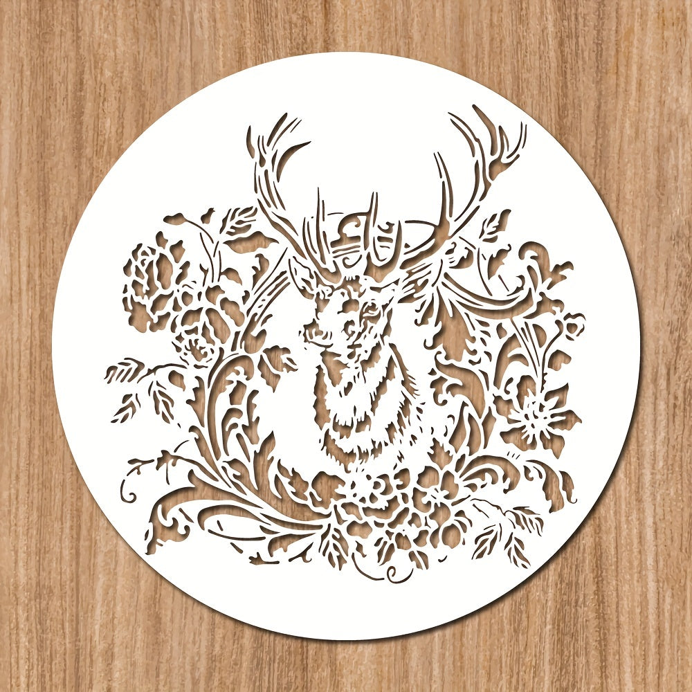 Big Deer Stencil 13.8 Inch Reusable Floral Deer Painting Template