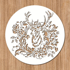 Big Deer Stencil 13.8 Inch Reusable Floral Deer Painting Template