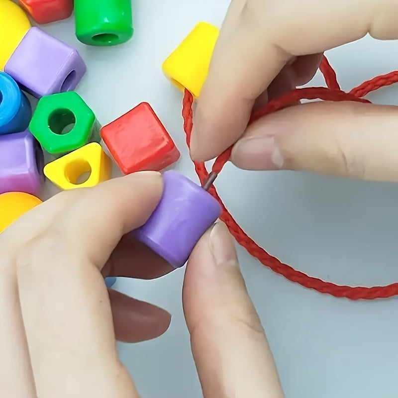 50pcs Educational Threading Beads Toy Set with Lacing Strings
