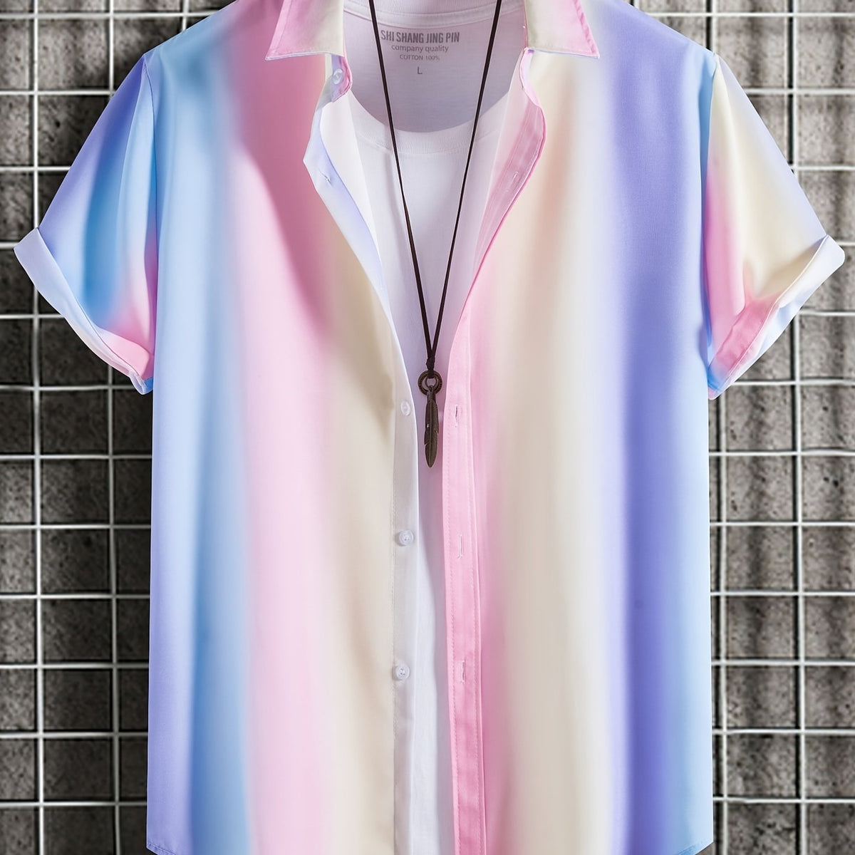 Men's Striped Short Sleeve Casual Shirt
