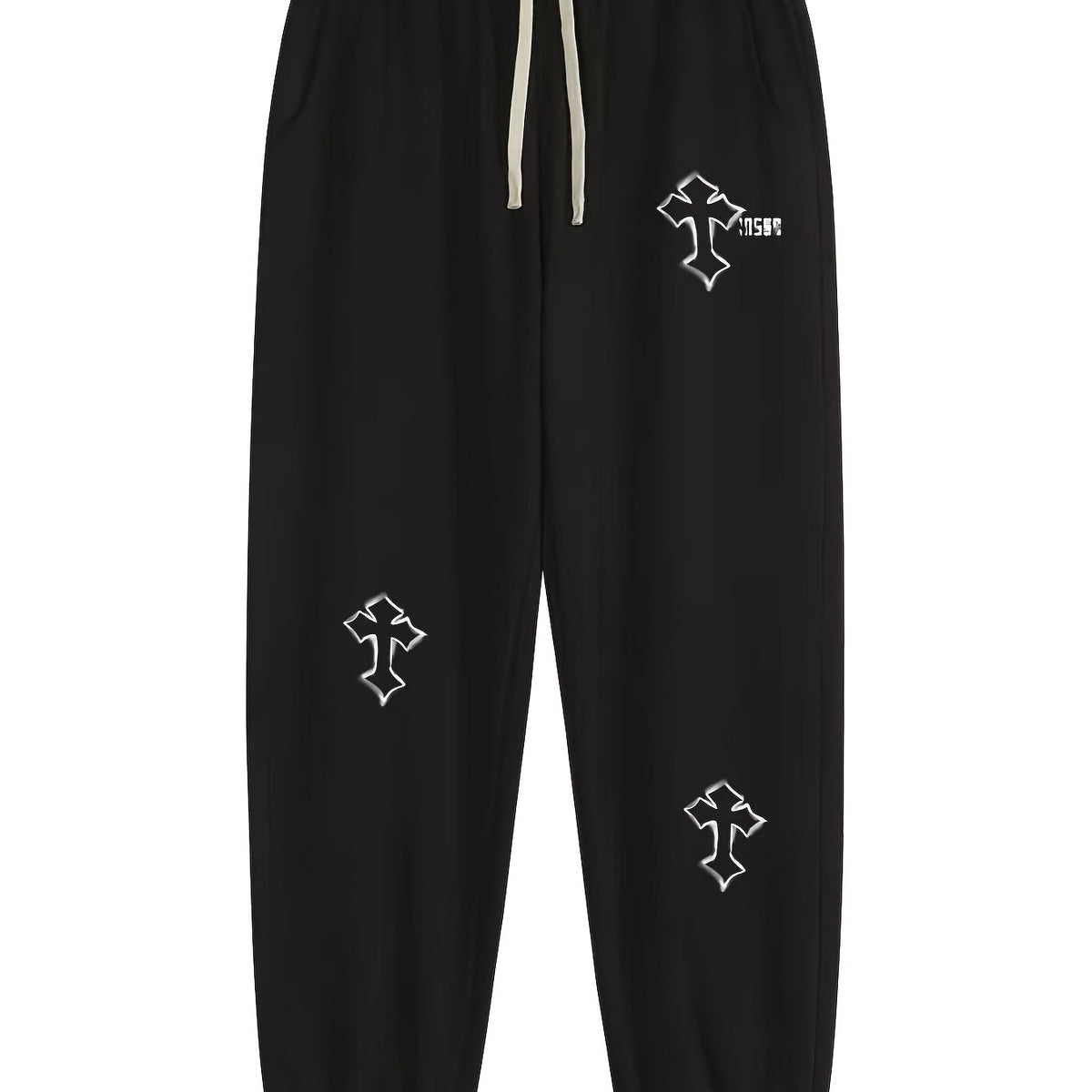 Men's Cross Print Loose Fitted Sweatpants Autumn Casual Pants