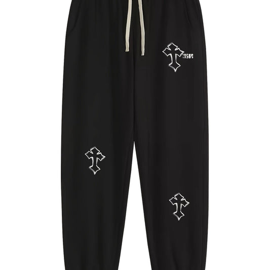 Men's Cross Print Loose Fitted Sweatpants Autumn Casual Pants