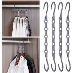 4pcs Plastic Space Saving Hangers 5 Slots Closet Organizer Wrinkle Clothes