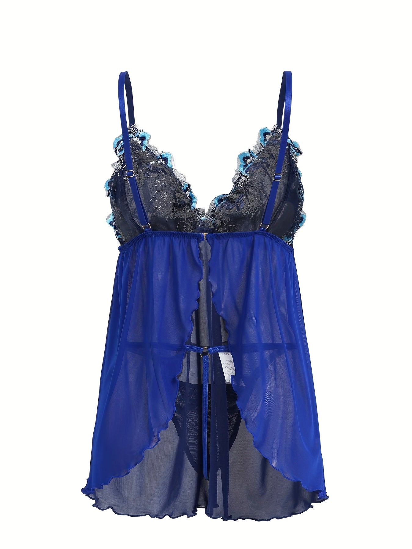 Floral Applique Mesh Nightgown Set