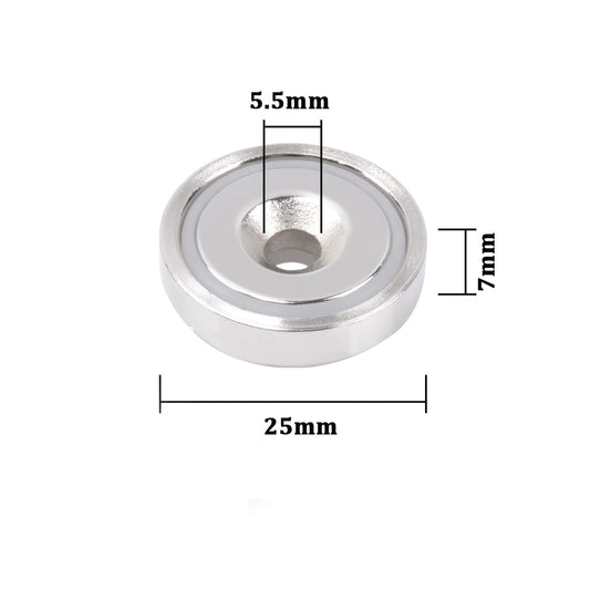 4pcs Heavy Duty 25mm Round Base Cup Neodymium Magnets with Holes
