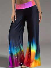  Ombre Elastic High Rise Flared Leg Trousers