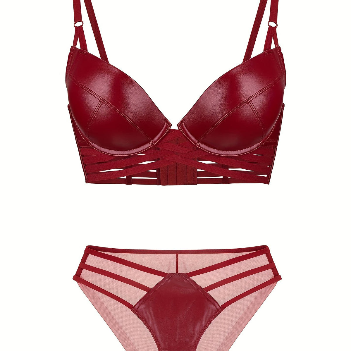 Solid Push Up Bra & Cut Out Panties Lingerie Set