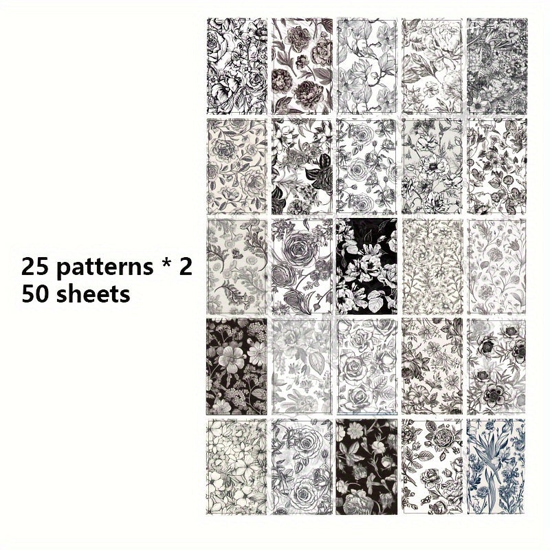 50 Sheets Plant Theme DIY Decorative Paper for Greeting Cards Origami Scrapbook