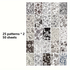50 Sheets Plant Theme DIY Decorative Paper for Greeting Cards Origami Scrapbook