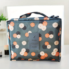 Floral Print Cosmetic Bag Travel Toiletry Makeup Zipper Bag