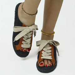 Women's Espadrille Lace Up Flat Summer Sandals