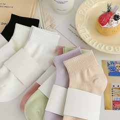 10 Pairs Solid Short Socks Comfy & Breathable Women's Stockings