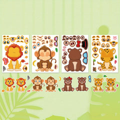 24pcs Animal Face Changing Stickers Fun Toy Patterns Non Repea