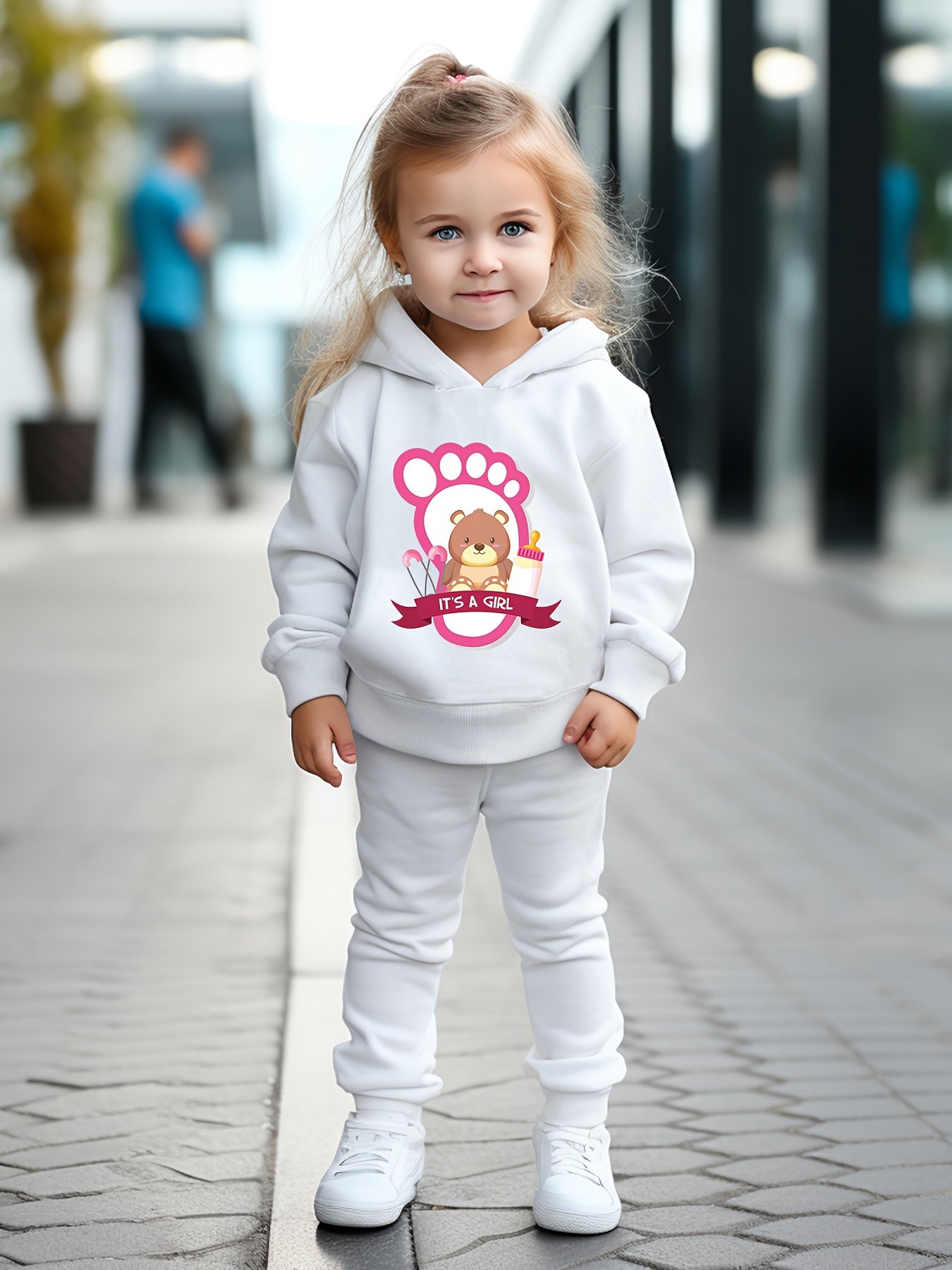 Baby Bear Print Hoodies Pants Set Spring Fall Sports Christmas Gift