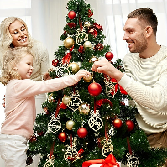 6pcs Christmas Wooden Ornaments Tree Hanging Tags Decor