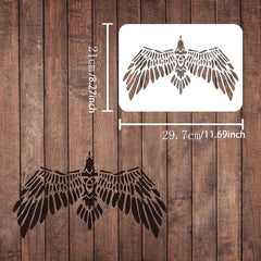Large Stencil for Painting Bird Wing with Teal & Purple Feathers