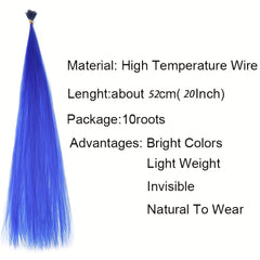 Colorful Rainbow Hair Extensions I Tip Hair Pieces for Parties and Costumes