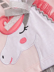 Girls Unicorn Cartoon Print Patchwork Dress