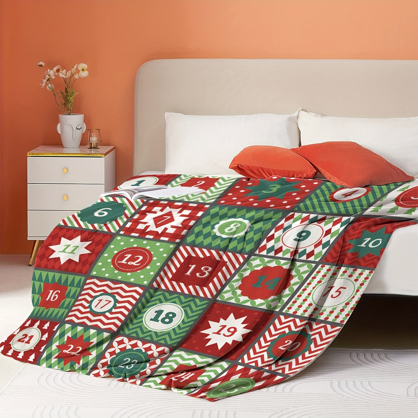 Christmas Flannel Blanket Xmas Decor Plaid Warm Cozy Throw Bed Sofa Office