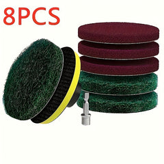 8pcs Drill Power Brush Tile Scrubber Scouring Pads Cleaning Kit