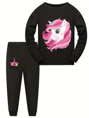 Kid's 2pcs Unicorn Pajamas Set Long Sleeve Top & Pants Comfy PJ Loungewear