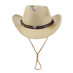 Solid Straw Hat Cowboy Hat Unisex Beach Sun Protection Hat Summer Camping Hat