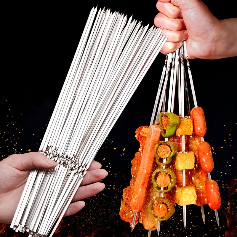 10pcs Stainless Steel BBQ Skewers for Kebab & Camping