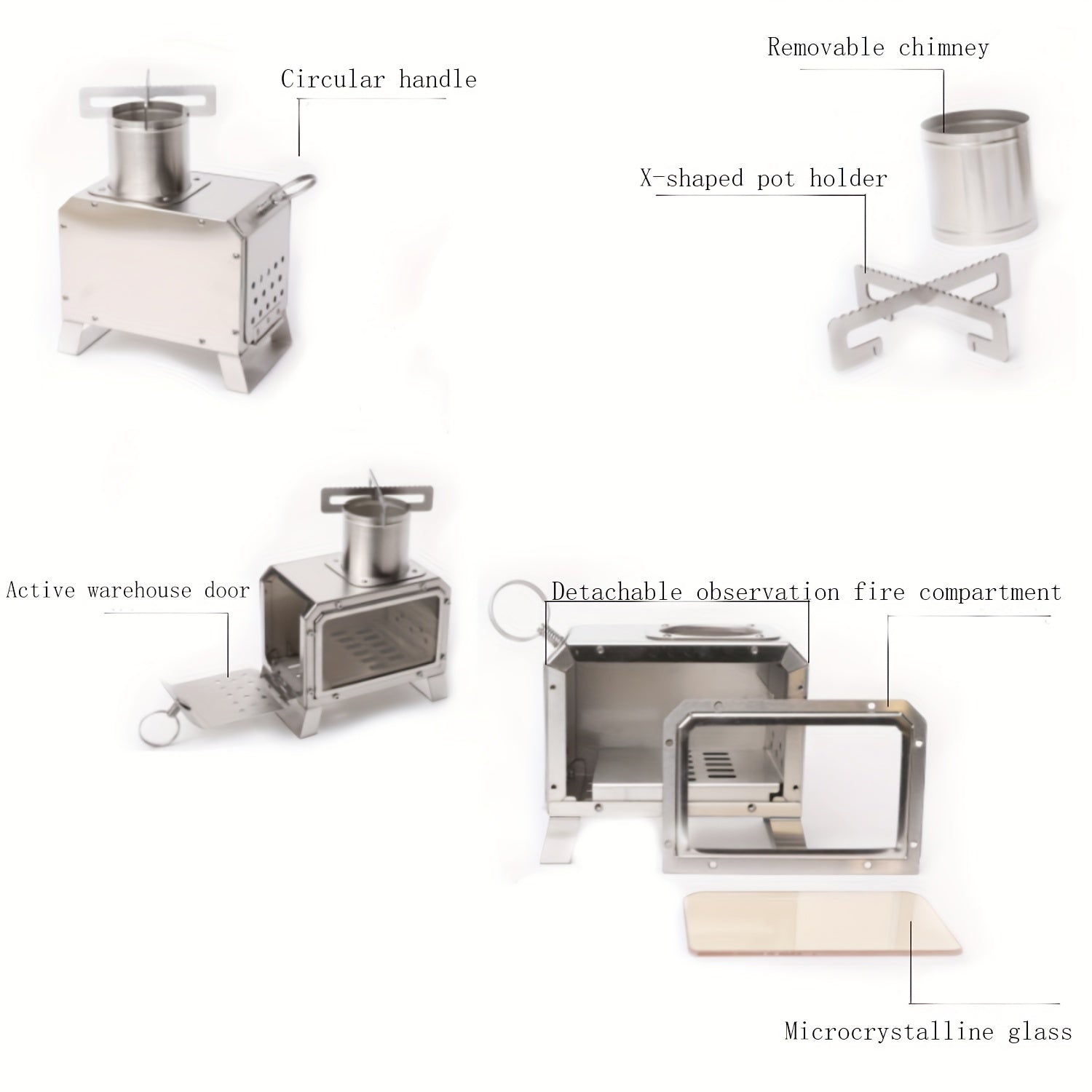 Portable Stainless Steel Wood Stove for Camping