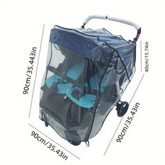 Waterproof Double Stroller Rain Cover with Side Access and Dual Layer Protection