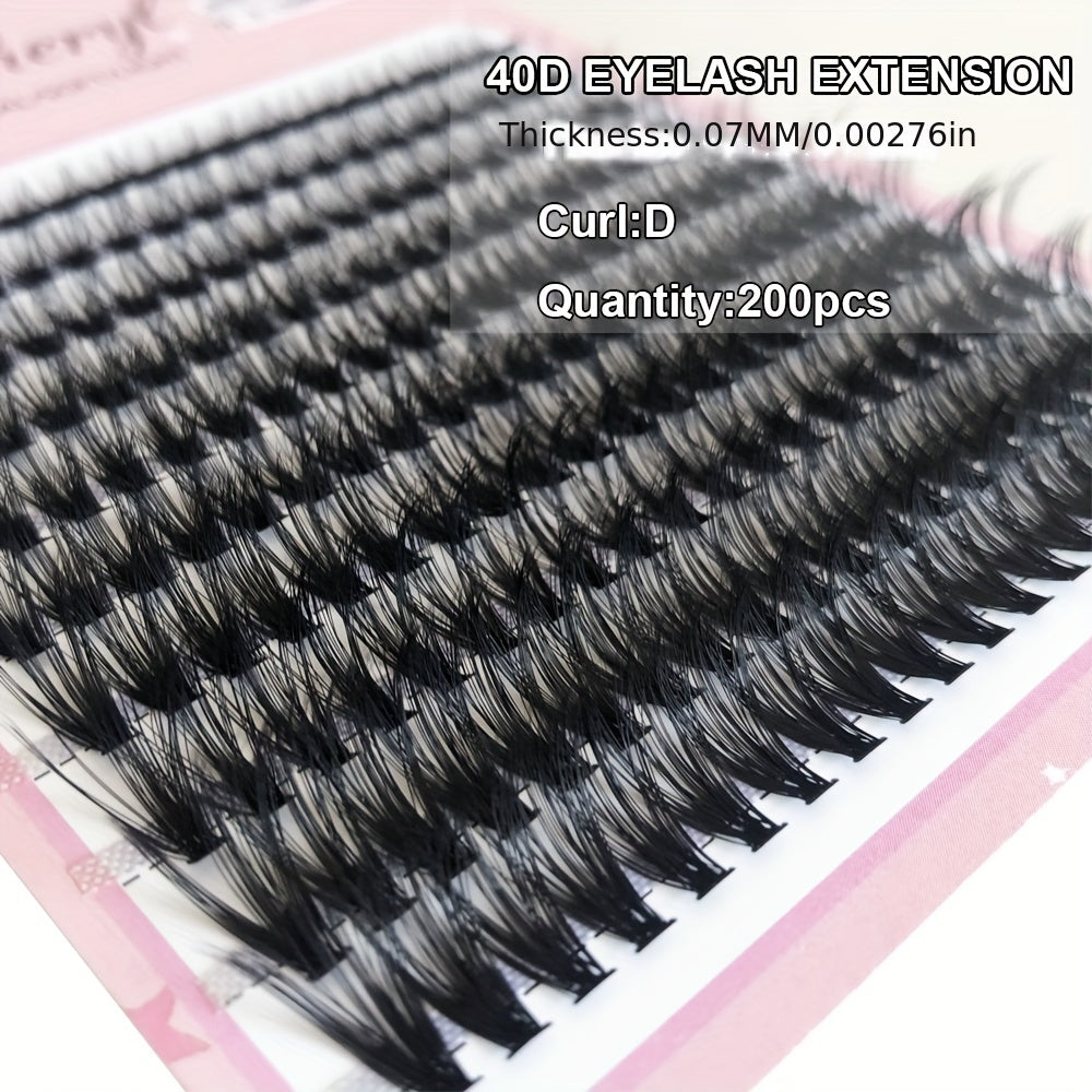 200 Clusters Soft Faux Mink Eyelash Ext. DIY Grafting 16mm Mixed Lengths